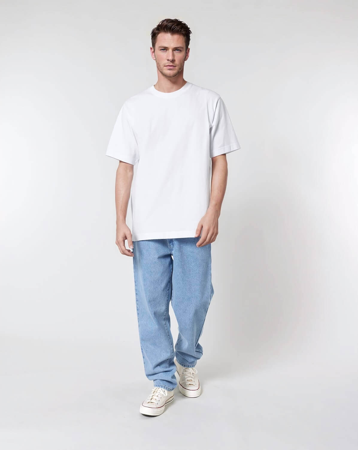 Hosen, T-shirt, Person, Stehend, Jeans